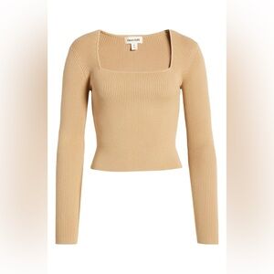 MWT OPEN EDIT Luxe Sculpt Square Neck Long Sleeve Top sz L